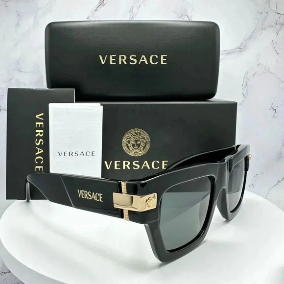 VERSACE Sunglasses New Black Gold Medusa Logo Special Project Dwayne Wade 55 mm - Picture 1 of 16